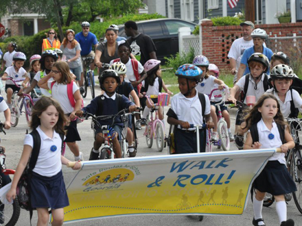 Kids In Bike to School Day Parade