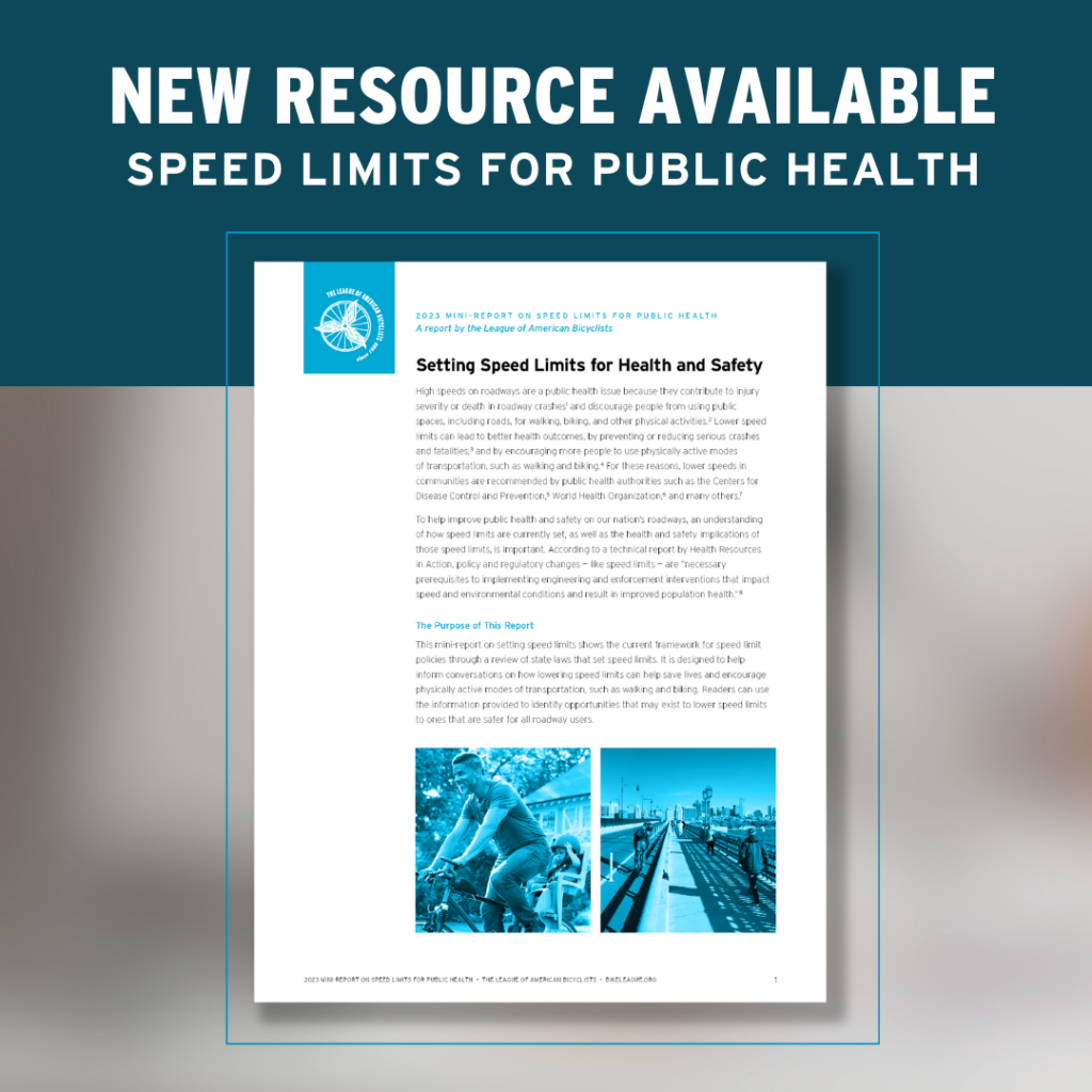 A graphic displaying the cover of the League's mini-report on speed limits for public health