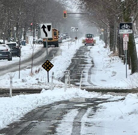 Plowed bike lanes in Minneapolis